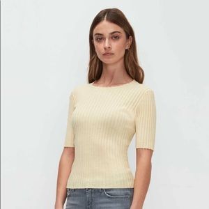 7 For All Mankind. Ribbed Top. Light Lemon.